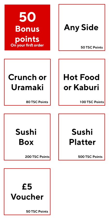 Red card offering 50 bonus points on your first order